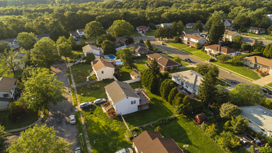 aerial view of a residential area